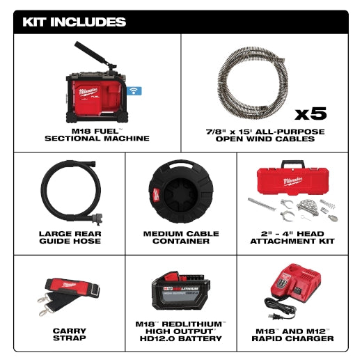 Milwaukee 2818A-21 M18 FUEL Sectional Machine 7/8" Kit
