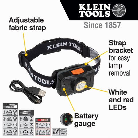 Klein 56414 2-Color LED Headlamp Adjustable Strap - Ace Tool Group - Klein