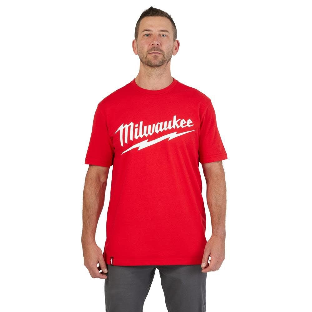 Milwaukee 607R-S Heavy Duty T-Shirt - Short Sleeve Logo Red S - Ace Tool Group - Milwaukee