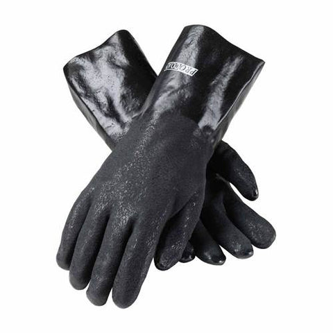 PIP 58-8040DD Procoat Pvc Gloves, Rough Acid Finish Grip, Black, 14" Length, Jersey Lined  -12 Pack - Ace Tool Group - Protective Industrial Products