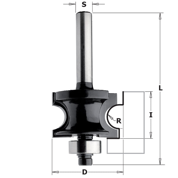 CMT 86102 Contractor Corner Bead Bit, 1-inch Diameter, 3/16-inch Radius, 1/4-inch shank - Ace Tool Group - CMT