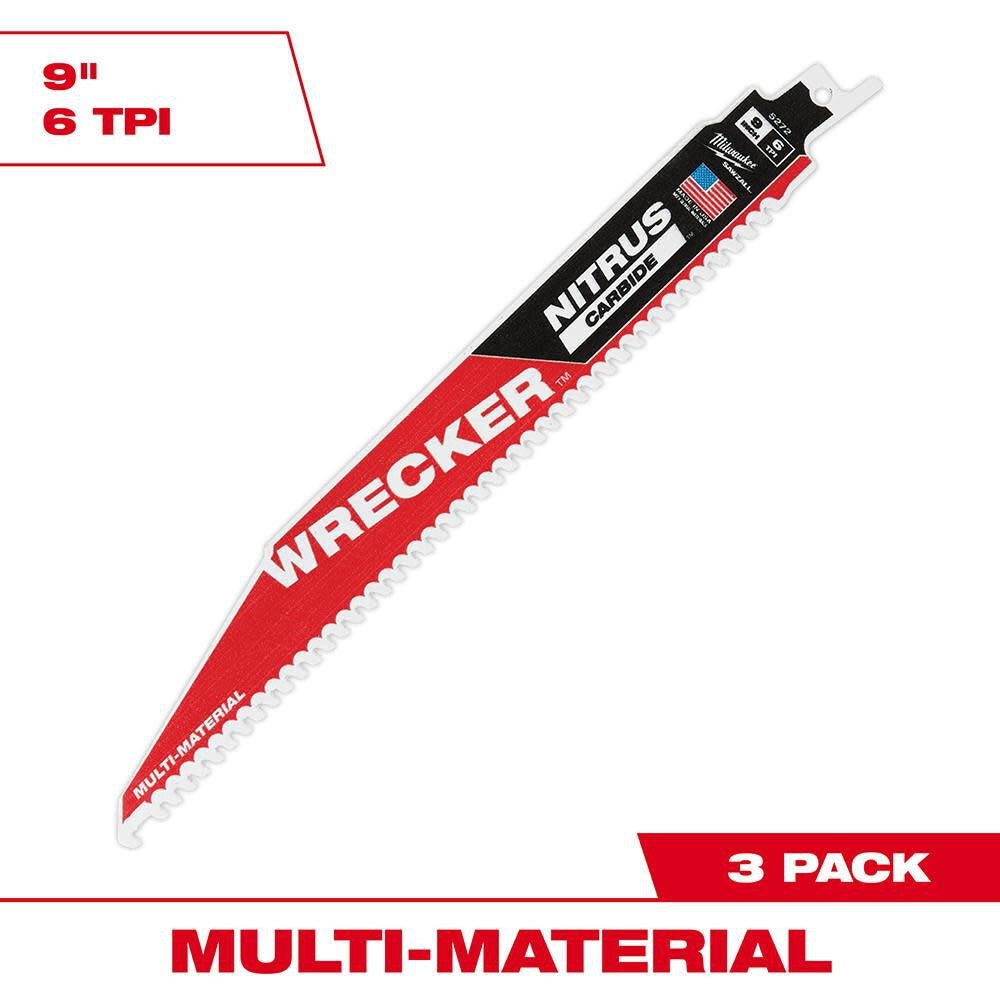 Milwaukee 48-00-5372 9" The WRECKER with NITRUS CARBIDE 3PK - Ace Tool Group - Milwaukee