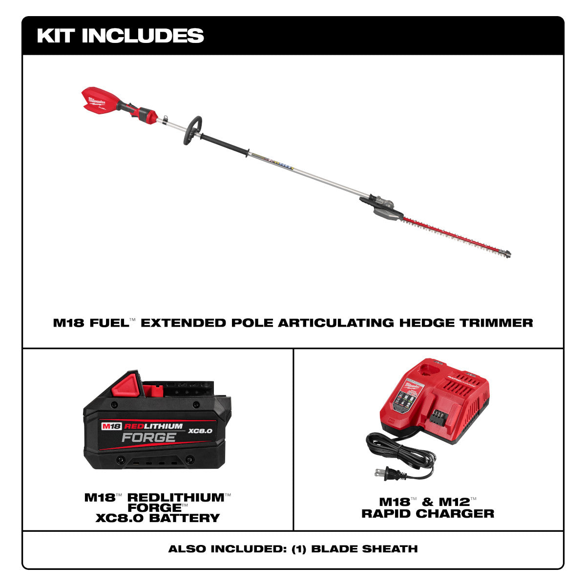M18 FUEL Extended Pole Articulating Hedge Trimmer Kit - Ace Tool Group - Milwaukee