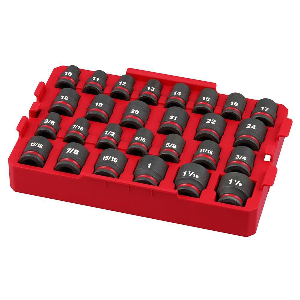 Milwaukee 49-66-6819 SHOCKWAVE Impact Duty Socket 1/2" Dr 27PC SAE TRAY Set - Ace Tool Group - Milwaukee