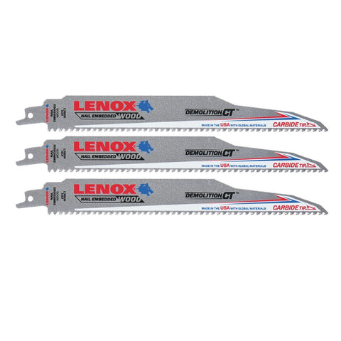 Lenox 2059102 3 Pack 9-in 6-TPI Carbide Recipro Blade - Ace Tool Group - Lenox