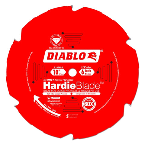 Diablo Tools 10" X 6-Teeth Hardieblade Saw Blade For Fiber Cement - Ace Tool Group - Diablo