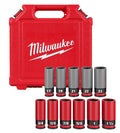 Milwaukee 49-66-7833 SHOCKWAVE Impact Duty 1/2 Drive SAE & Metric 11PC Lug Nut Wheel Socket Set - Ace Tool Group - Milwaukee