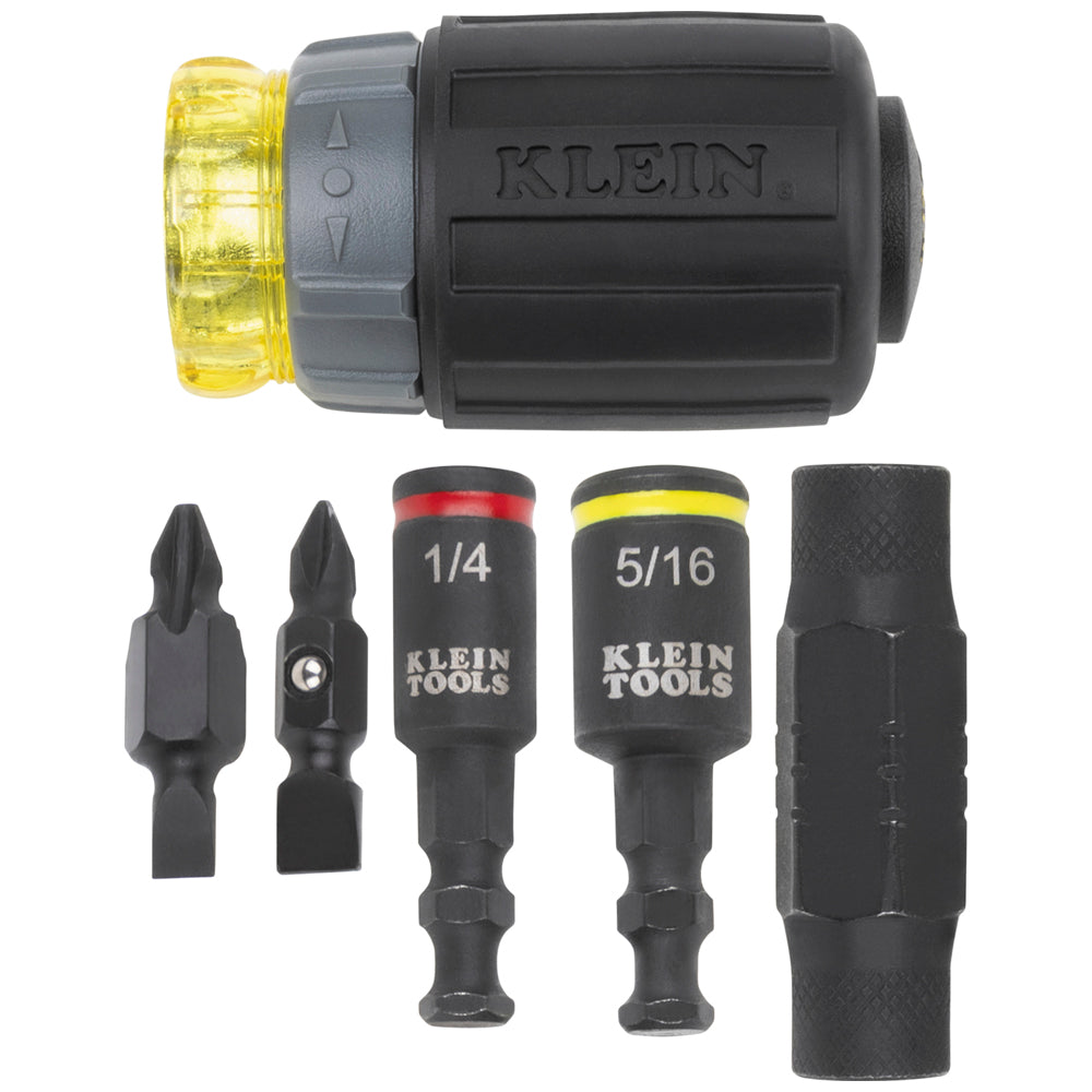 Klein 32561HDRT KNECT 7-in-1 Ratcheting Impact-Rated Stubby Screwdriver/Nut Driver - Ace Tool Group - Klein