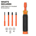 Klein 4-in-1 Insulated Auto-Lock Screwdriver - Ace Tool Group - KLEIN