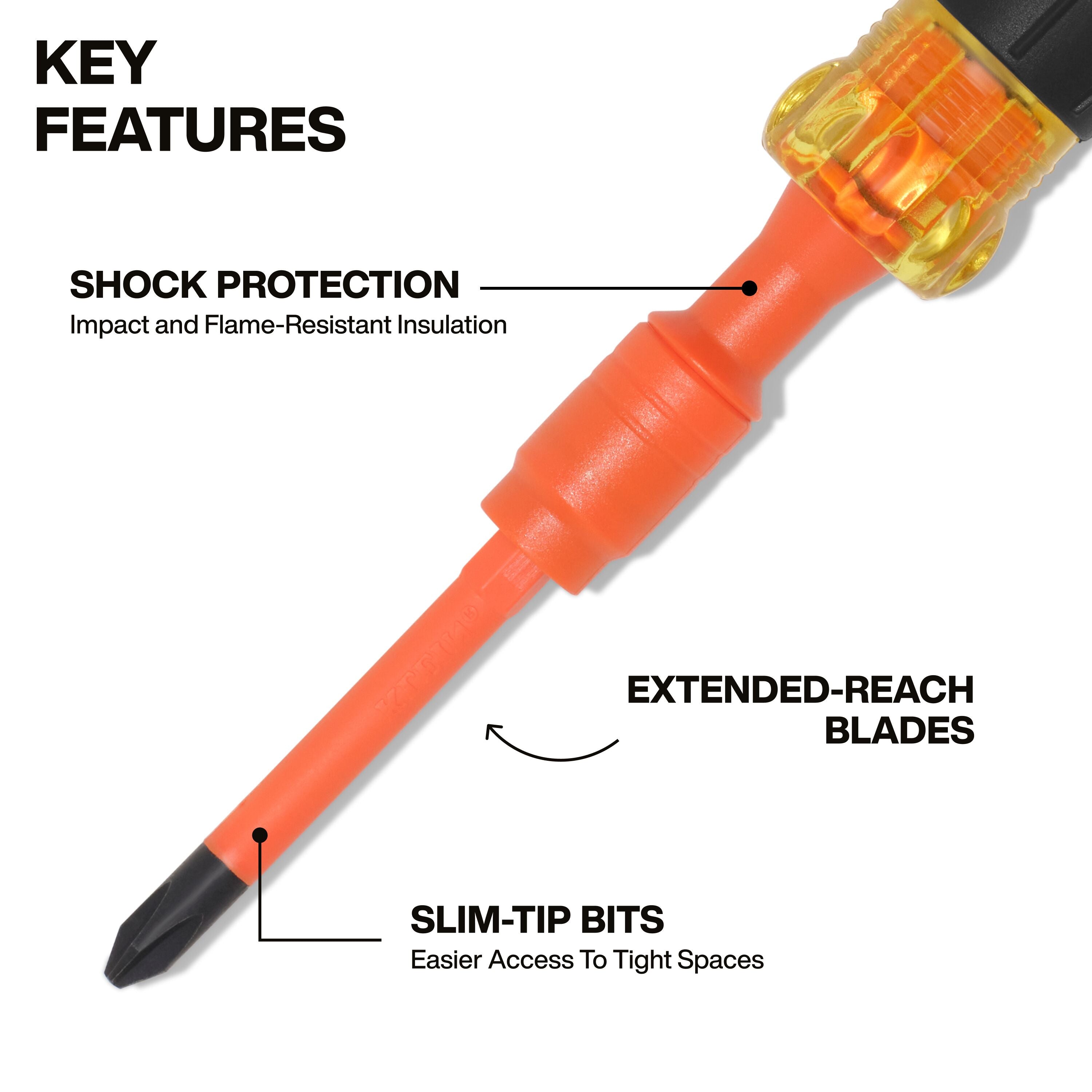 Klein 4-in-1 Insulated Auto-Lock Screwdriver - Ace Tool Group - KLEIN