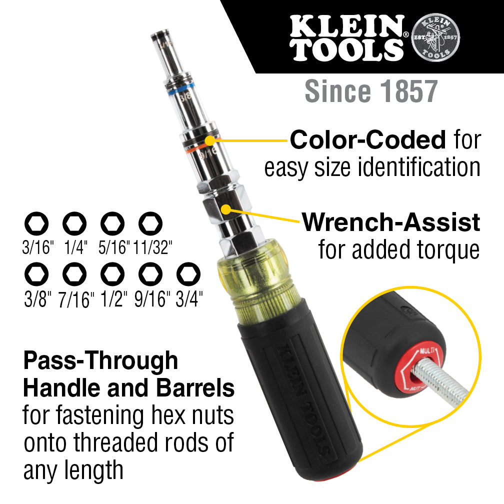 Klein 328091 9-in-1 Pass Through Nut Driver - Ace Tool Group - Klein
