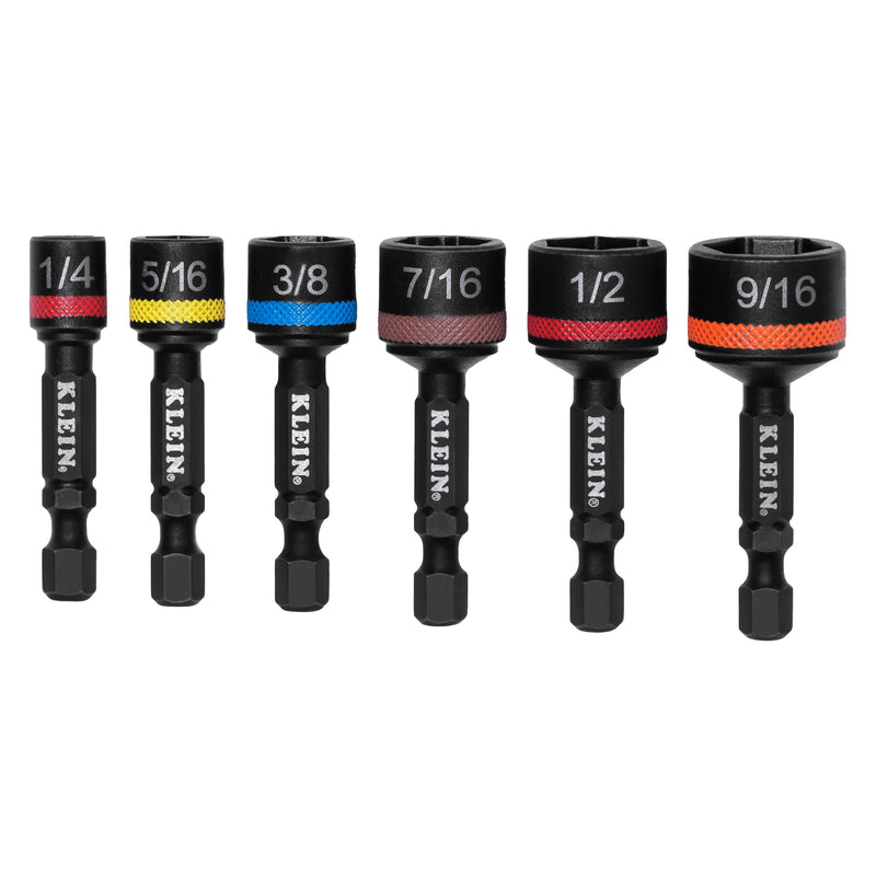 Klein KLE-32926S Magnetic Power Nut Setters, 2-Inch Shaft, 6-Piece SAE - Ace Tool Group - Klein Tools