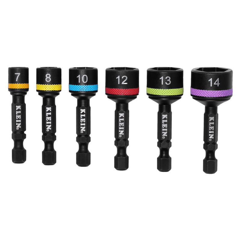 Klein KLE-32926SM Magnetic Power Nut Setters, 2-Inch Shaft, 6-Piece Metric - Ace Tool Group - Klein Tools