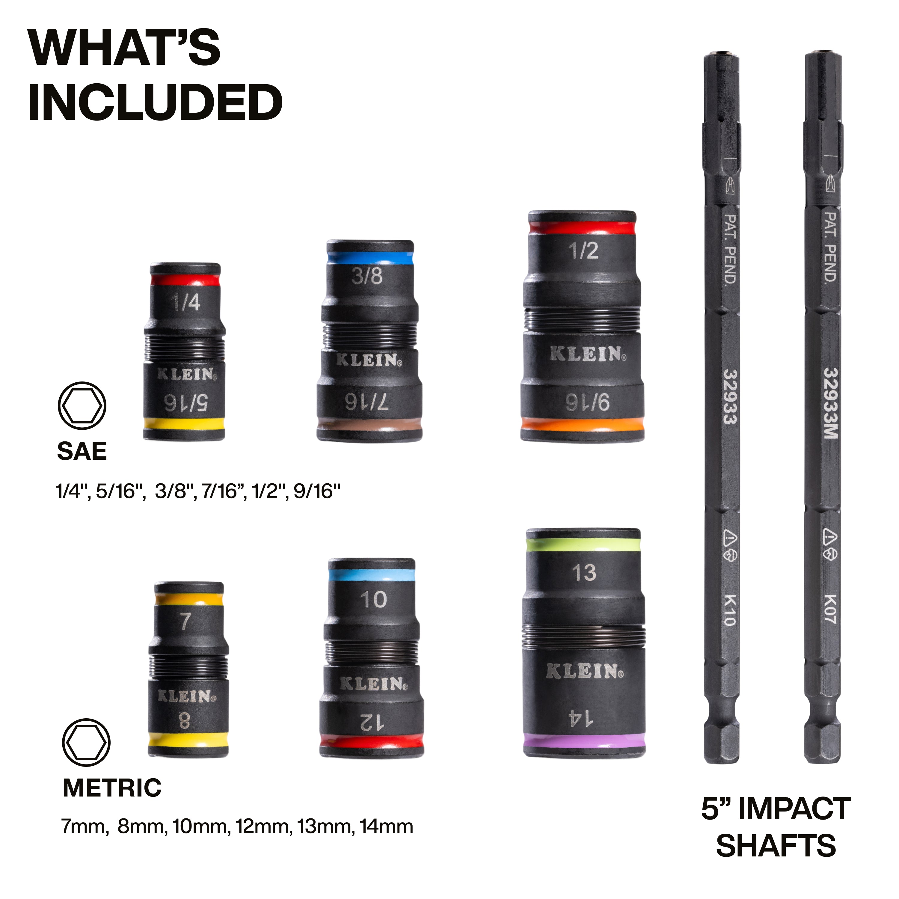 Klein 32933KIT Impact-Rated Flip Socket Set, SAE and Metric - Ace Tool Group - Klein