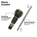 Klein Ratcheting Fastbit Tru-Grip Screwdriver, Phillips, Slotted Bits - Ace Tool Group - KLEIN