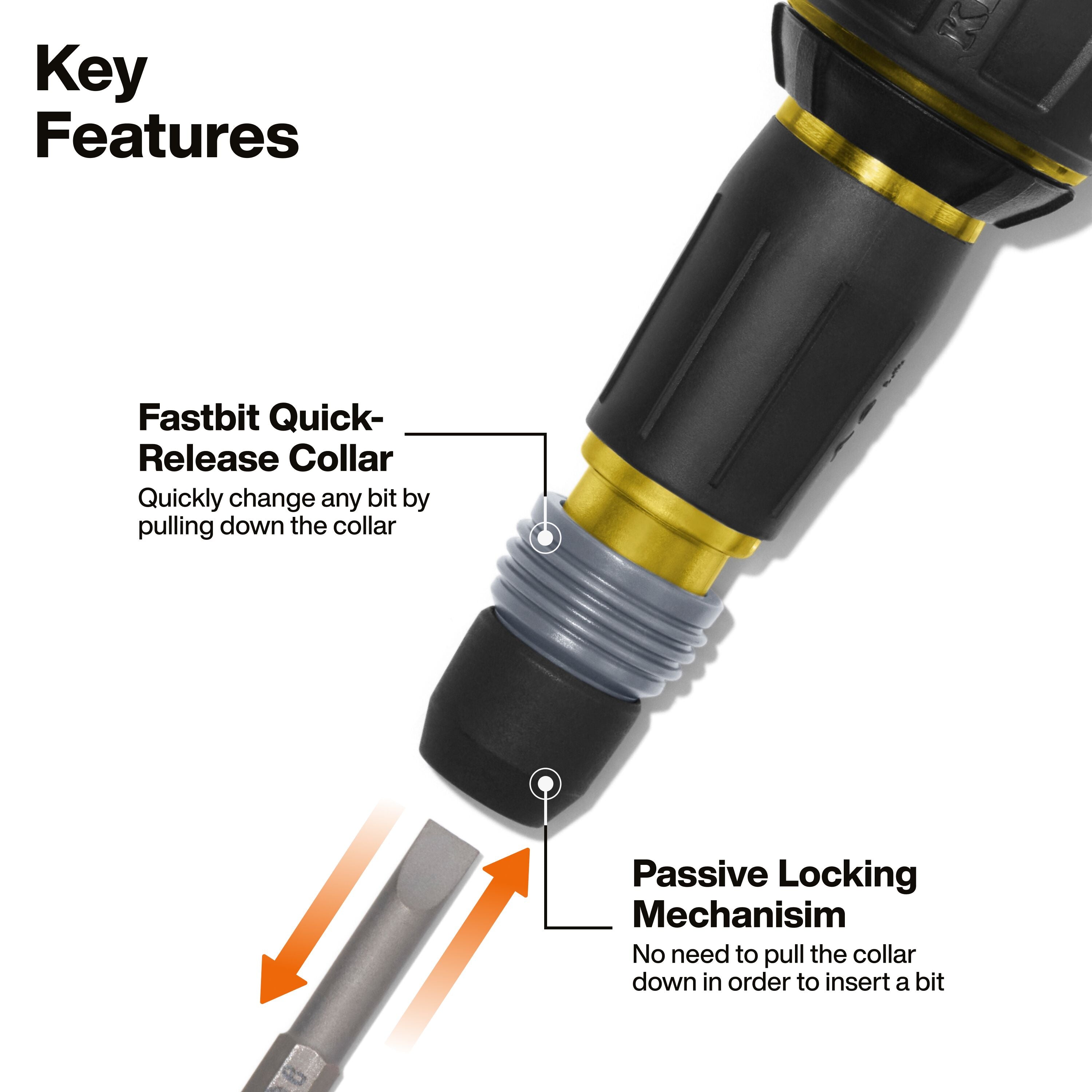 Klein Ratcheting Fastbit Tru-Grip Screwdriver, Phillips, Slotted Bits - Ace Tool Group - KLEIN