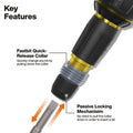 Klein Ratcheting Fastbit Tru-Grip Screwdriver, Phillips, Slotted Bits - Ace Tool Group - KLEIN