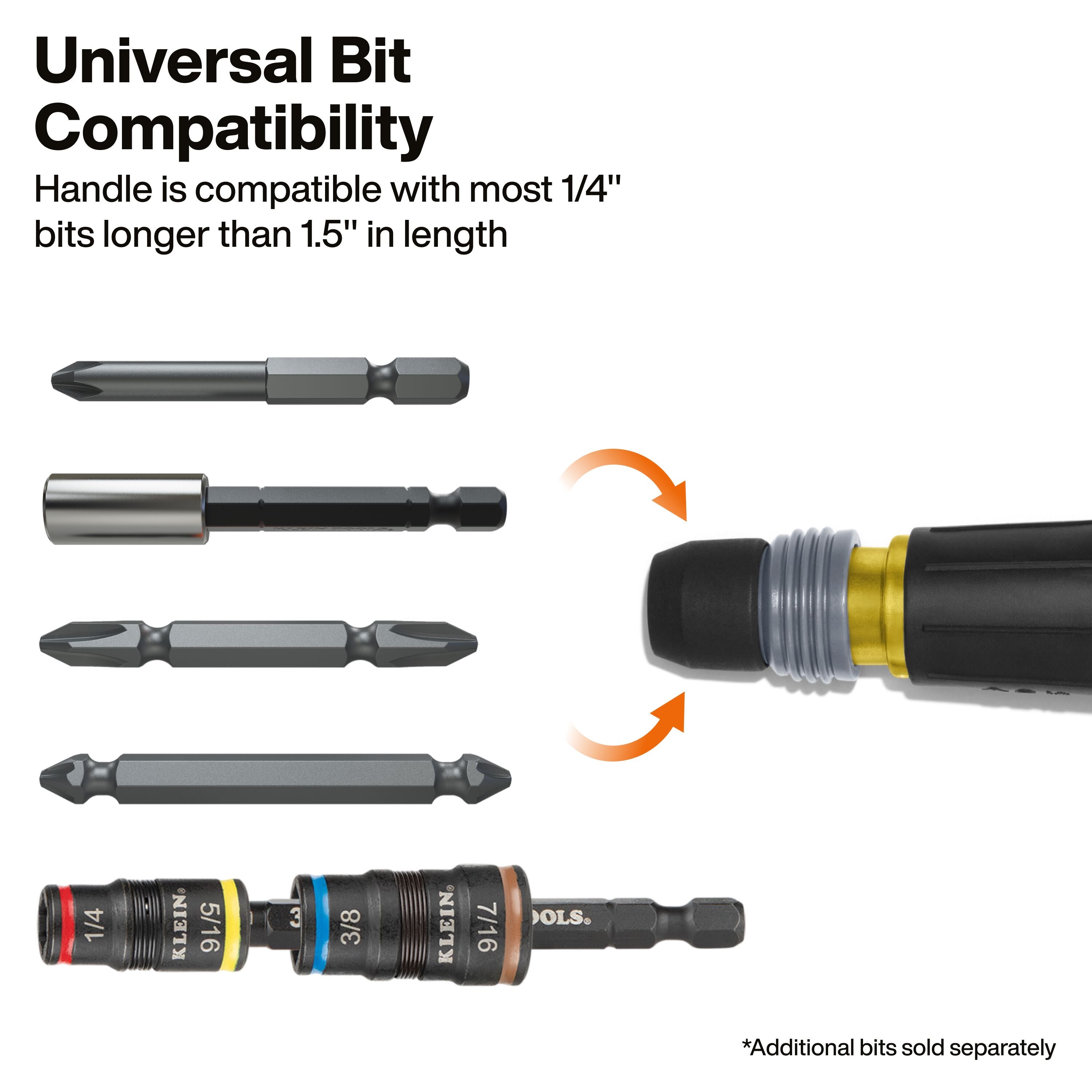 Klein Ratcheting Fastbit Tru-Grip Screwdriver, Phillips, Slotted Bits - Ace Tool Group - KLEIN