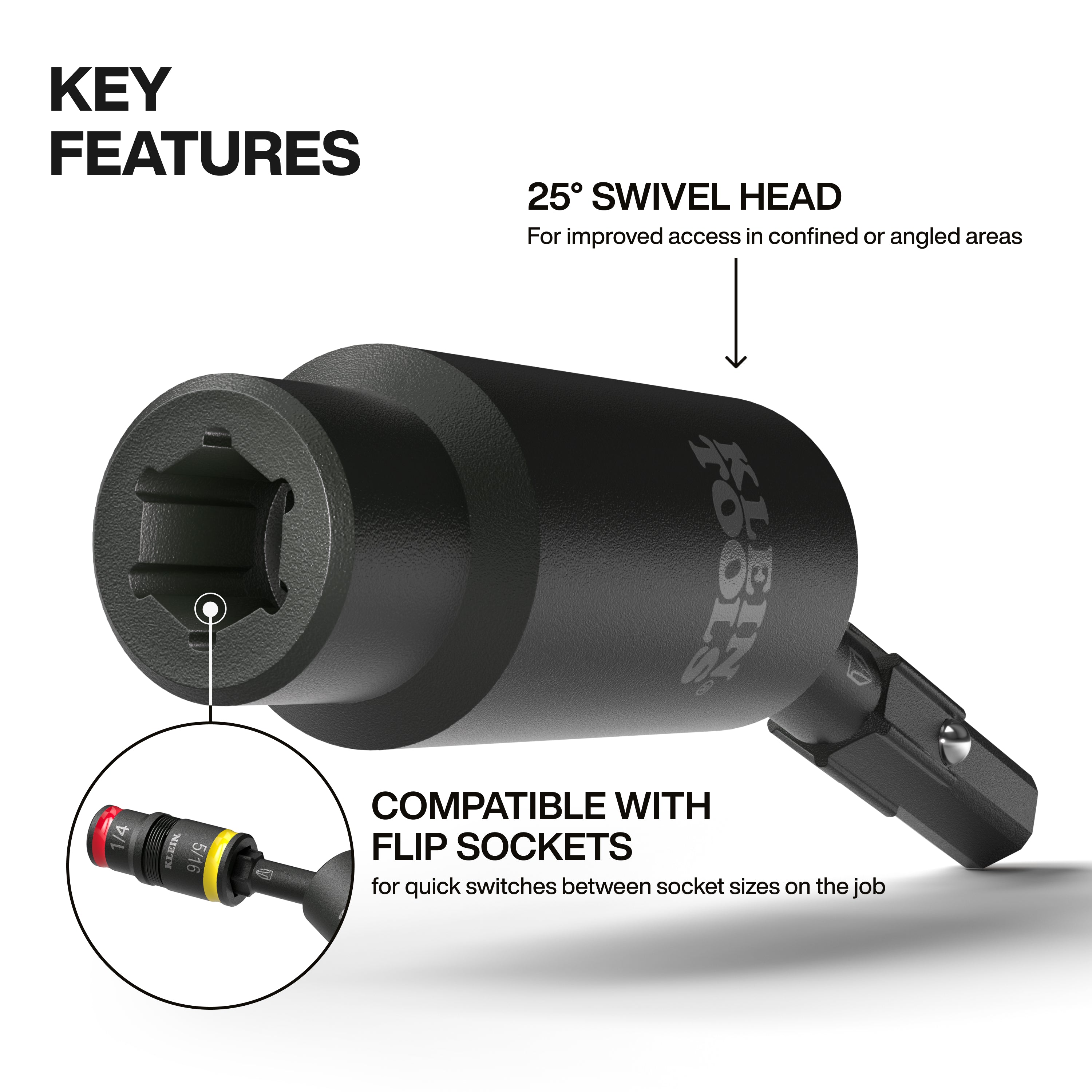 Klein 32980 Impact Flip Socket Swivel Adapter - Ace Tool Group - Ace Tool Group