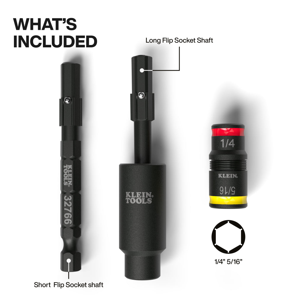 Klein 32982 Impact Flip Socket With Swivel Adapter, 3-Piece - Ace Tool Group - Klein