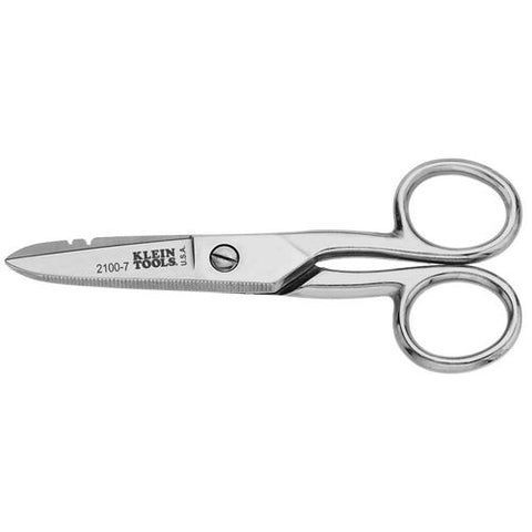 Klein Tools 2100-7 Electrician's Scissors, Nickel - Ace Tool Group - Klein