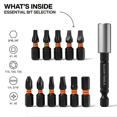 Klein 33801S Slim ProFlex Impact Bit Set, 12-Piece - Ace Tool Group - Ace Tool Group