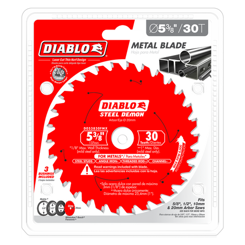 Diablo Tools 5-3/8" X 30-Teeth Steel Demon Carbide Saw Blade For Medium Metal - Ace Tool Group - Diablo