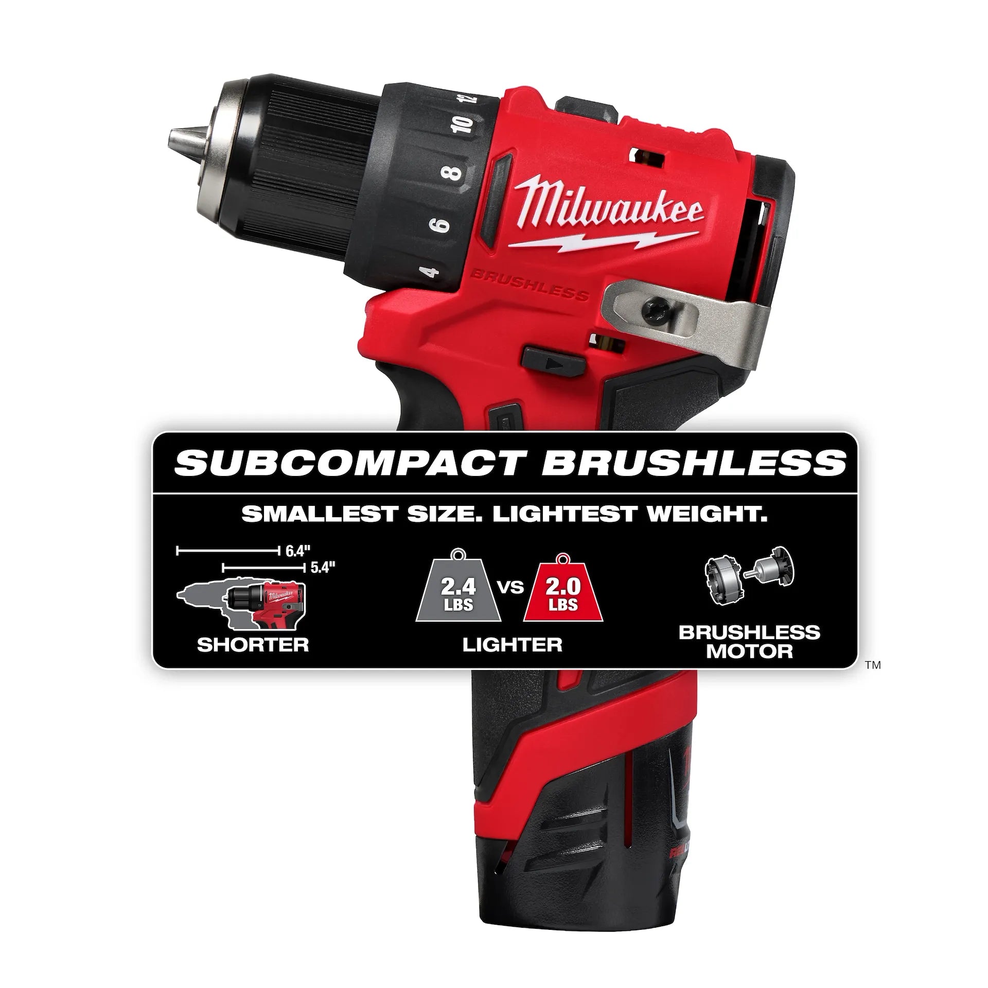 Milwaukee 3401-22 M12 Subcompact Brushless 3/8" Drill/Driver Kit - Ace Tool Group - Milwaukee