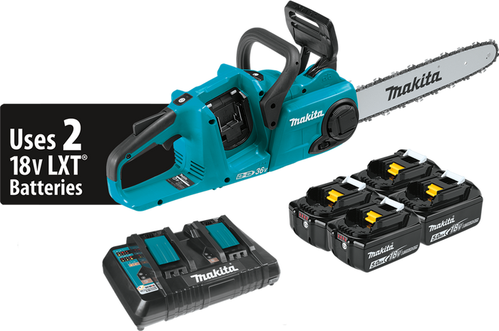 Makita XCU03PT1 36V (18Vx2) Chain Saw Kit w/ 4 batteries