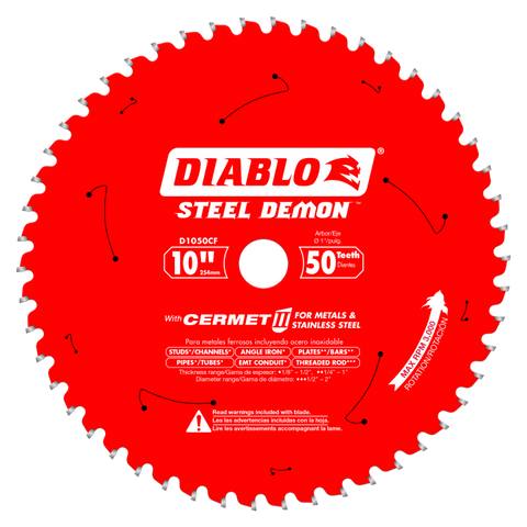 Diablo Tools 10" X 50-Teeth Steel Demon Cermet Ii Saw Blade For Medium Metal - Ace Tool Group - Diablo