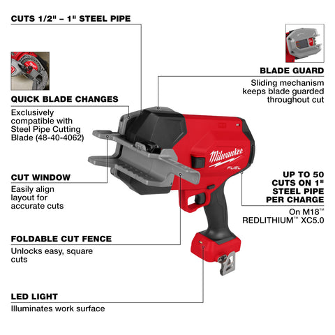 Milwaukee 3469-20 M18 FUEL ½-1 Steel Pipe Cutter - Ace Tool Group - Milwaukee