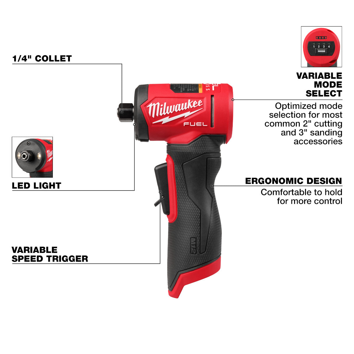 M12 FUEL 1/4" Right Angle Die Grinder - Ace Tool Group - Milwaukee