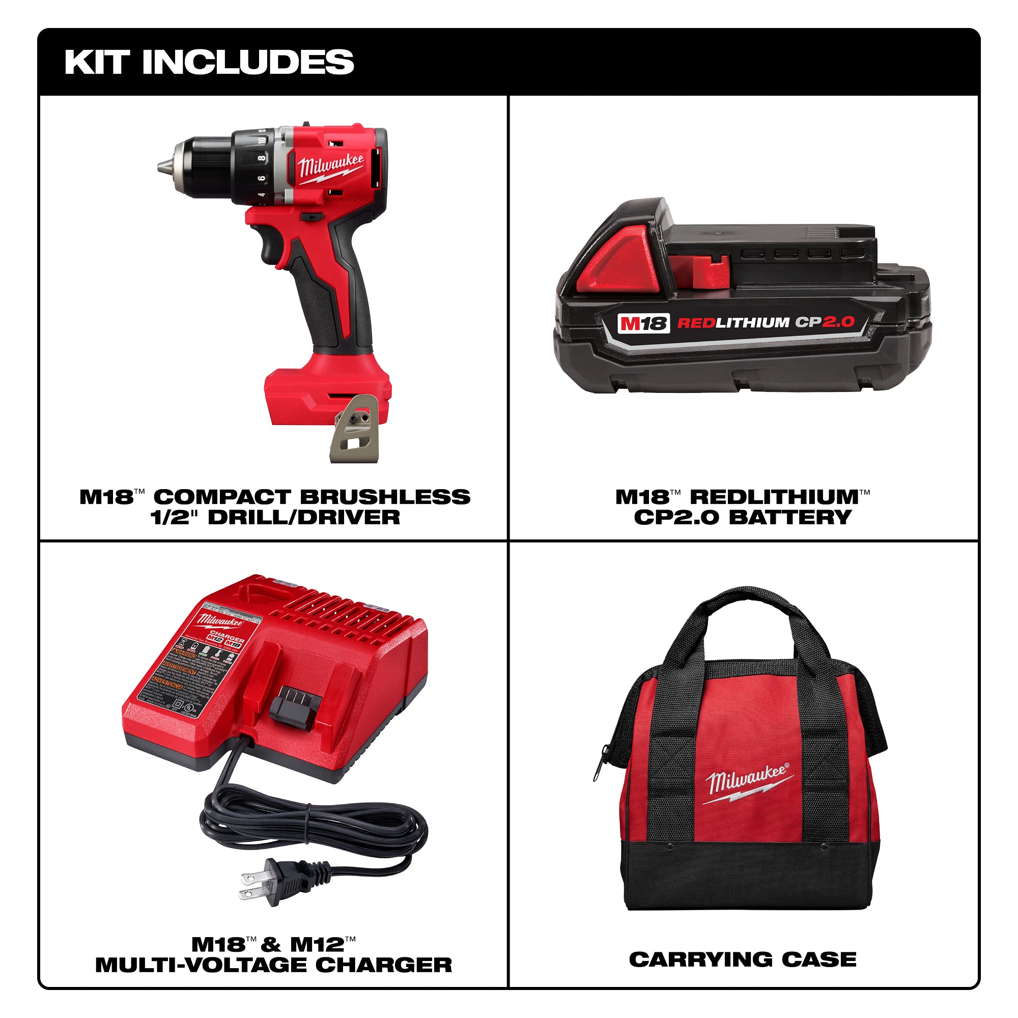 Milwaukee 3601-21CT M18™ Compact Brushless 1/2" Drill/Driver Kit - Ace Tool Group - Milwaukee Tool