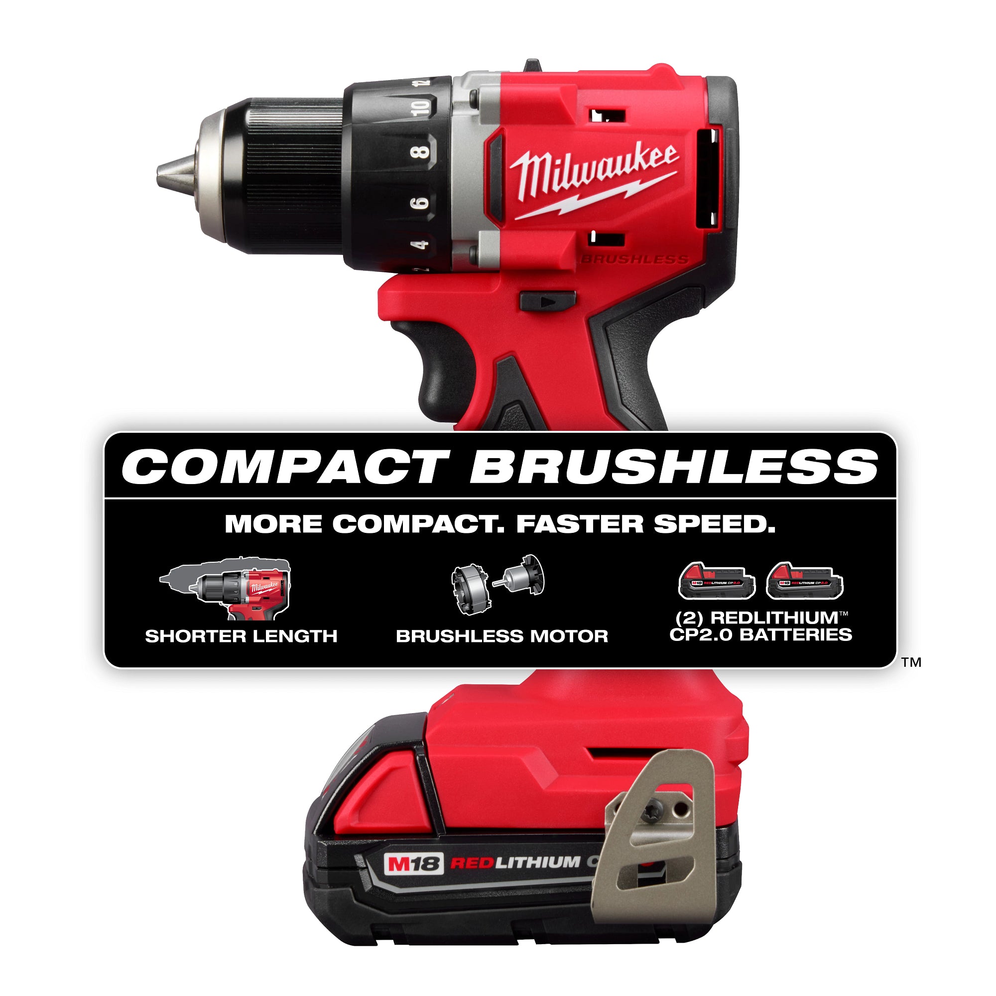 Milwaukee 3601-21CT M18™ Compact Brushless 1/2" Drill/Driver Kit - Ace Tool Group - Milwaukee Tool