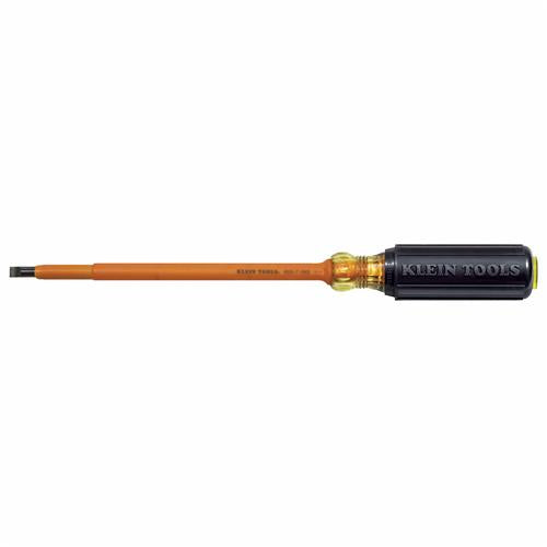 Klein Tools 605-7-INS Insulated 1/4'' (6 mm) Cabinet-Tip - 7'' (178 mm) Round-Shank Screwdriver - Ace Tool Group - Klein