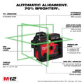 Milwaukee 3642-21 M12 Green 360° 3-Plane Laser w/Automatic Alignment & Receiver - Ace Tool Group - Milwaukee