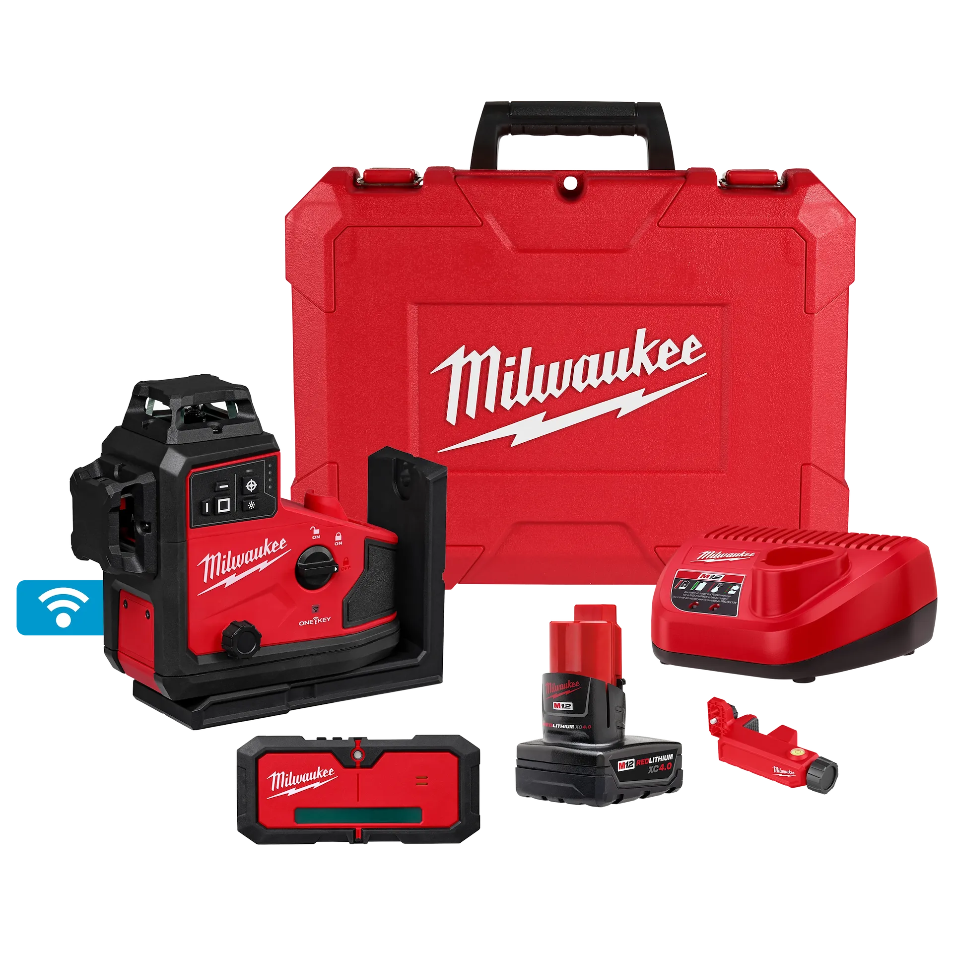 Milwaukee 3642-21 M12 Green 360° 3-Plane Laser w/Automatic Alignment & Receiver - Ace Tool Group - Milwaukee