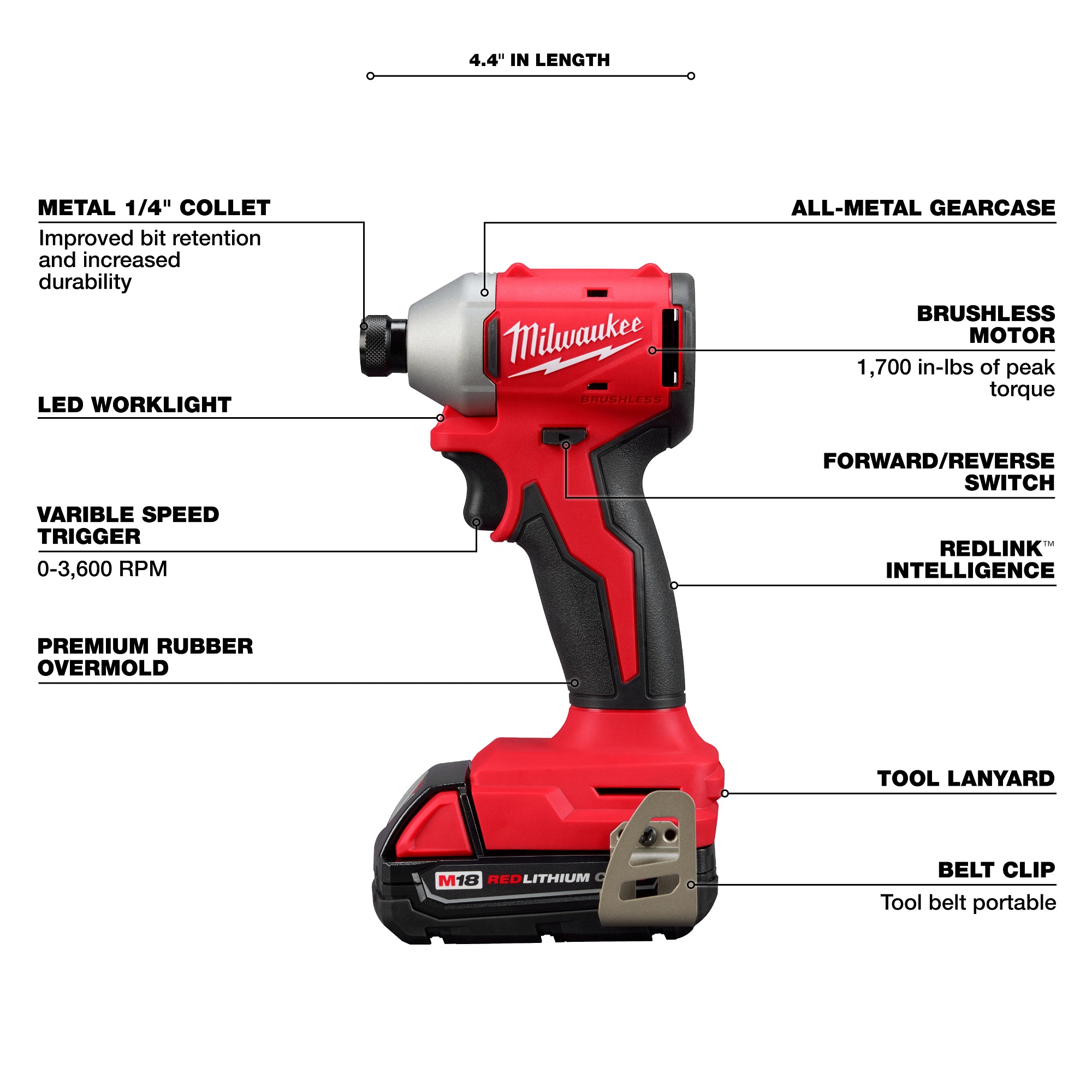 Milwaukee 3650-21CT M18™ Compact Brushless 1/4" Hex Impact Driver Kit - Ace Tool Group - Milwaukee Tool