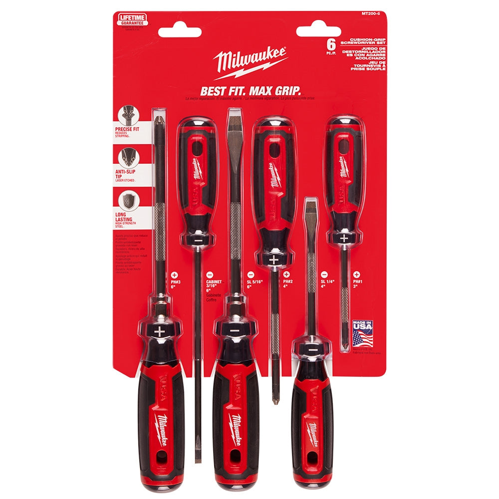 Milwaukee MT200-6 6PC Cushion Grip Screwdriver Kit - Ace Tool Group - Milwaukee