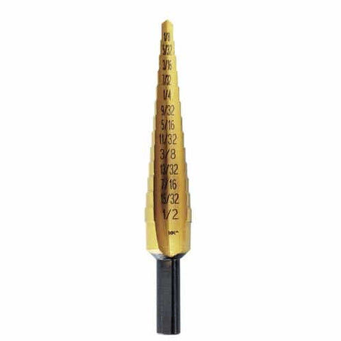 Irwin 15101ZR Unibit1T Shank Step Drill Bit Titanium Nitride Coated 1/8" To 1/2" By 1/4" (15101) - Ace Tool Group - Irwin