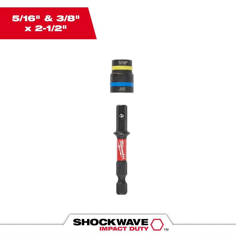 Milwaukee SHOCKWAVE Impact Duty5/16" and 3/8" x 2-1/2" QUIK-CLEAR2-in-1 Magnetic Nut Driver BULK 25 - Ace Tool Group - Milwaukee