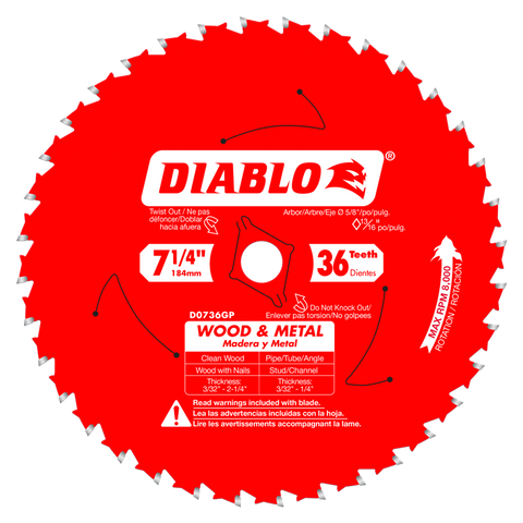 Diablo Tools 7-1/4" X 36-Teeth Carbide Saw Blade For Wood And Metal - Ace Tool Group - Diablo