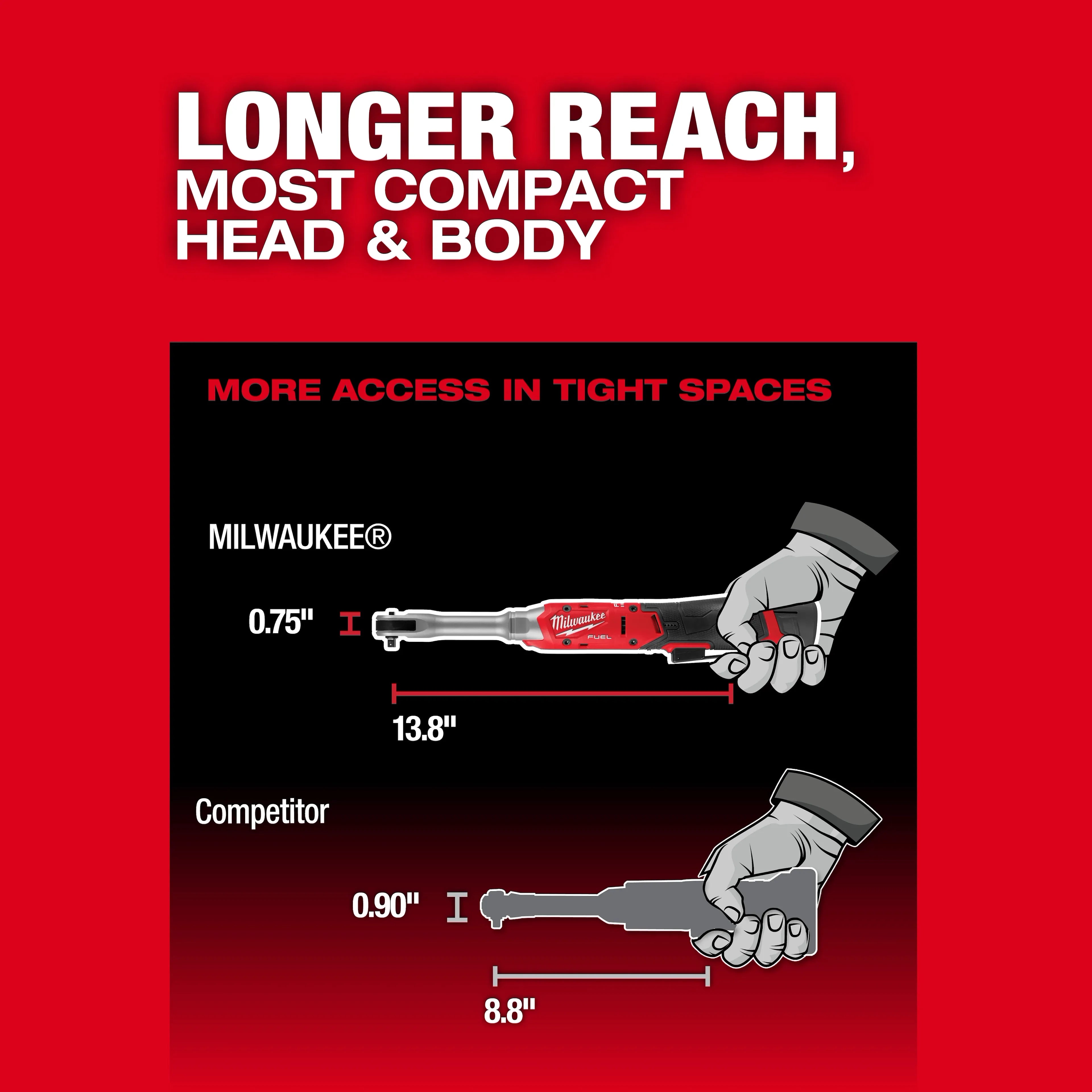 Milwaukee 3058-20 M12 FUEL 1/4" EXTENDED REACH RATCHET BT