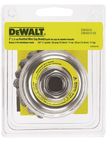 Dewalt Dw4910 3" X 5/8"-11 Knotted Cup Brush/Carbon Steel .014" - Ace Tool Group - DeWalt
