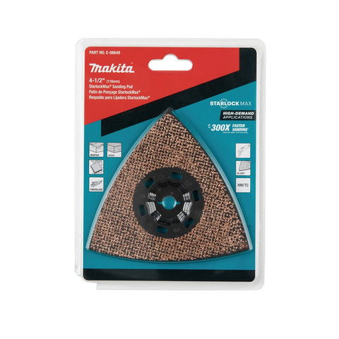 Makita E-08648 StarlockMax Oscillating Multi-Tool 4-1/2in. Tungsten Carbide 40 Grit Delta Triangle Sanding Pad - Ace Tool Group - Makita