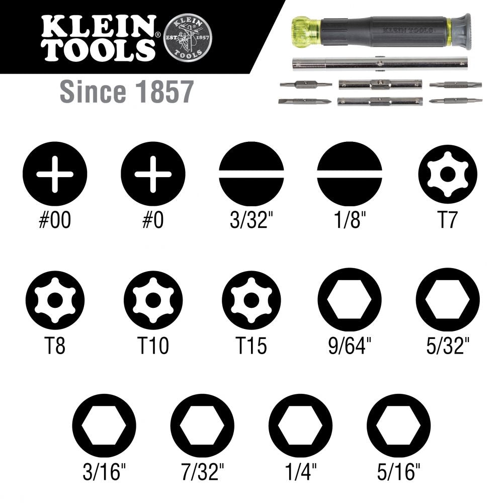 Klein 32314 14-in-1 Precision Screwdriver/Nut Driver - Ace Tool Group - Klein