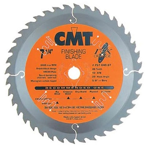 CMT 251.040.07 ITK 7-1/4-Inch x 40 Teeth Finish Blade - Ace Tool Group - CMT