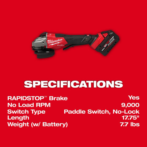 Milwaukee 3670-22 M18 FUEL 4-1/2"-6" Braking Grinder, Paddle Switch Kit - Ace Tool Group - Milwaukee