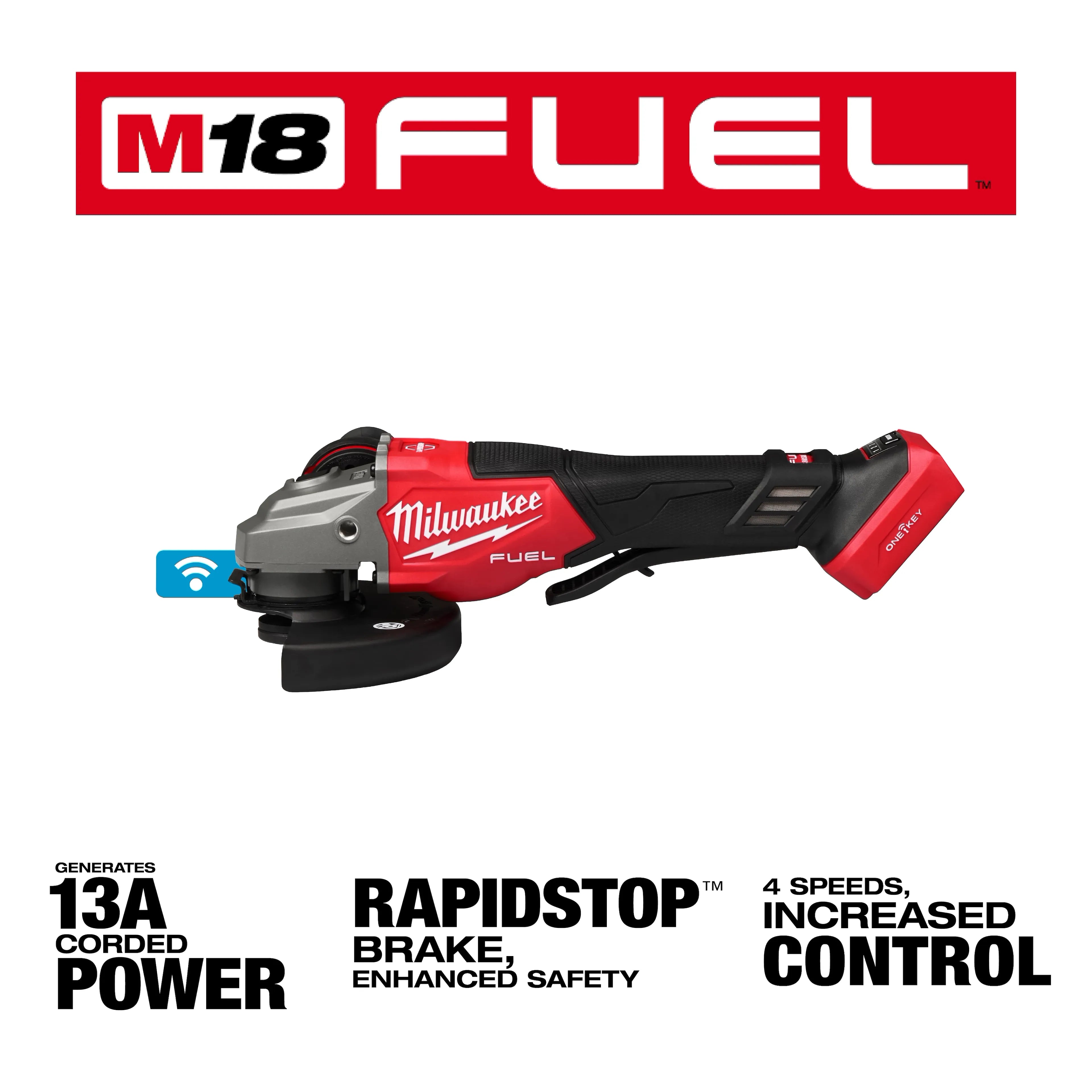Milwaukee 3672-20 M18 FUEL 4-1/2"-6" Variable Speed Braking Grinder, Paddle Switch w/ ONE-KEY - Ace Tool Group - Milwaukee