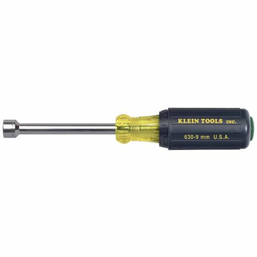 Klein Tools 630-9MM 9 mm Cushion-Grip Hollow-Shank Nut Driver - 3'' (76 mm)-Shank - Ace Tool Group - Klein